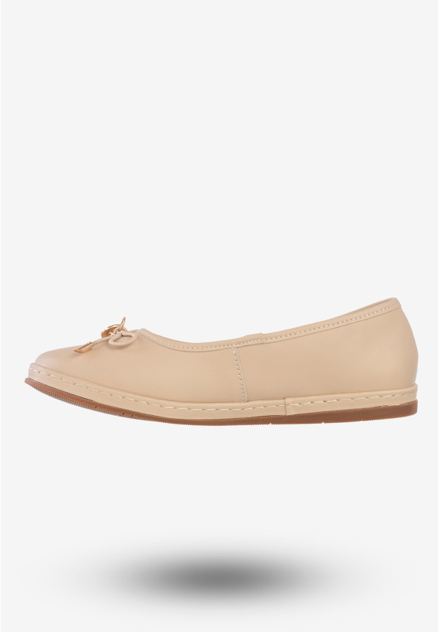 Baleriny Damskie Skórzane Buty Eleganckie Filippo Beżowe DP6856/25BE