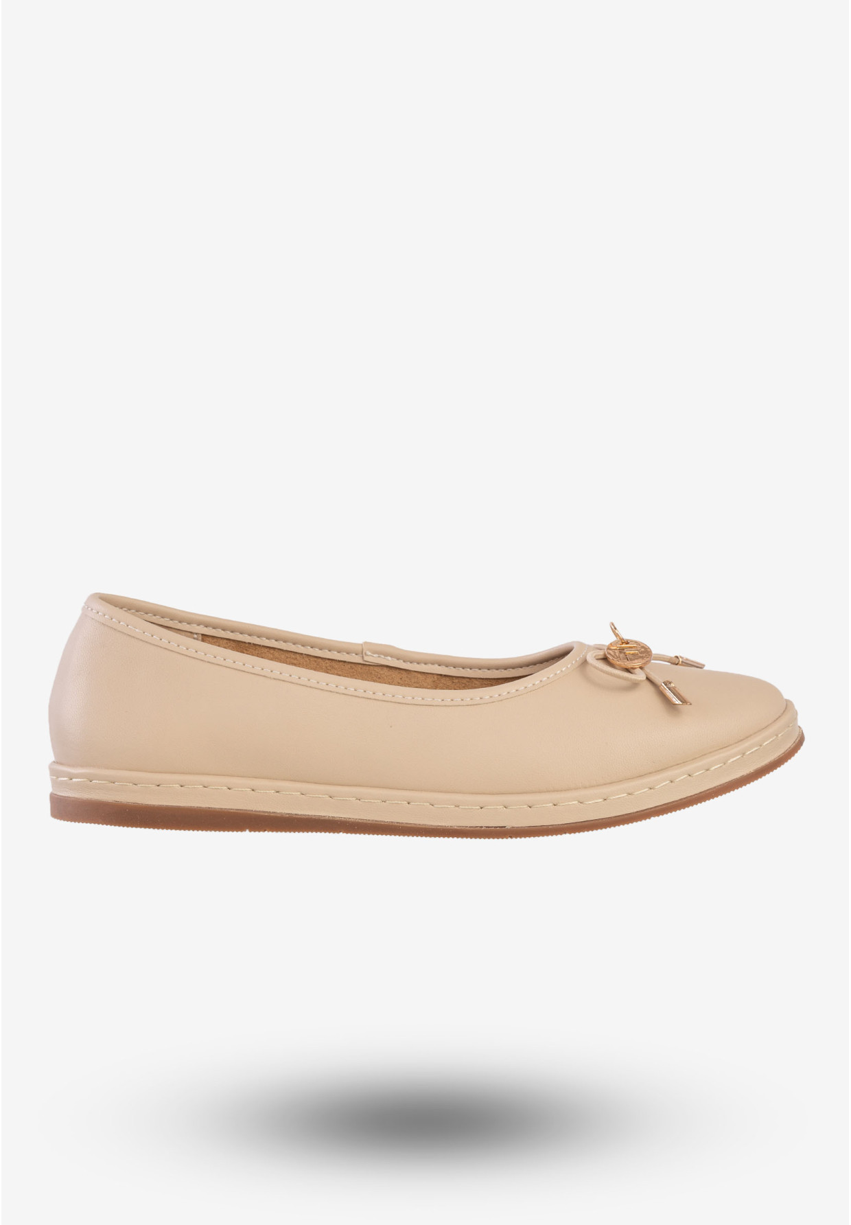 Baleriny Damskie Skórzane Buty Eleganckie Filippo Beżowe DP6856/25BE