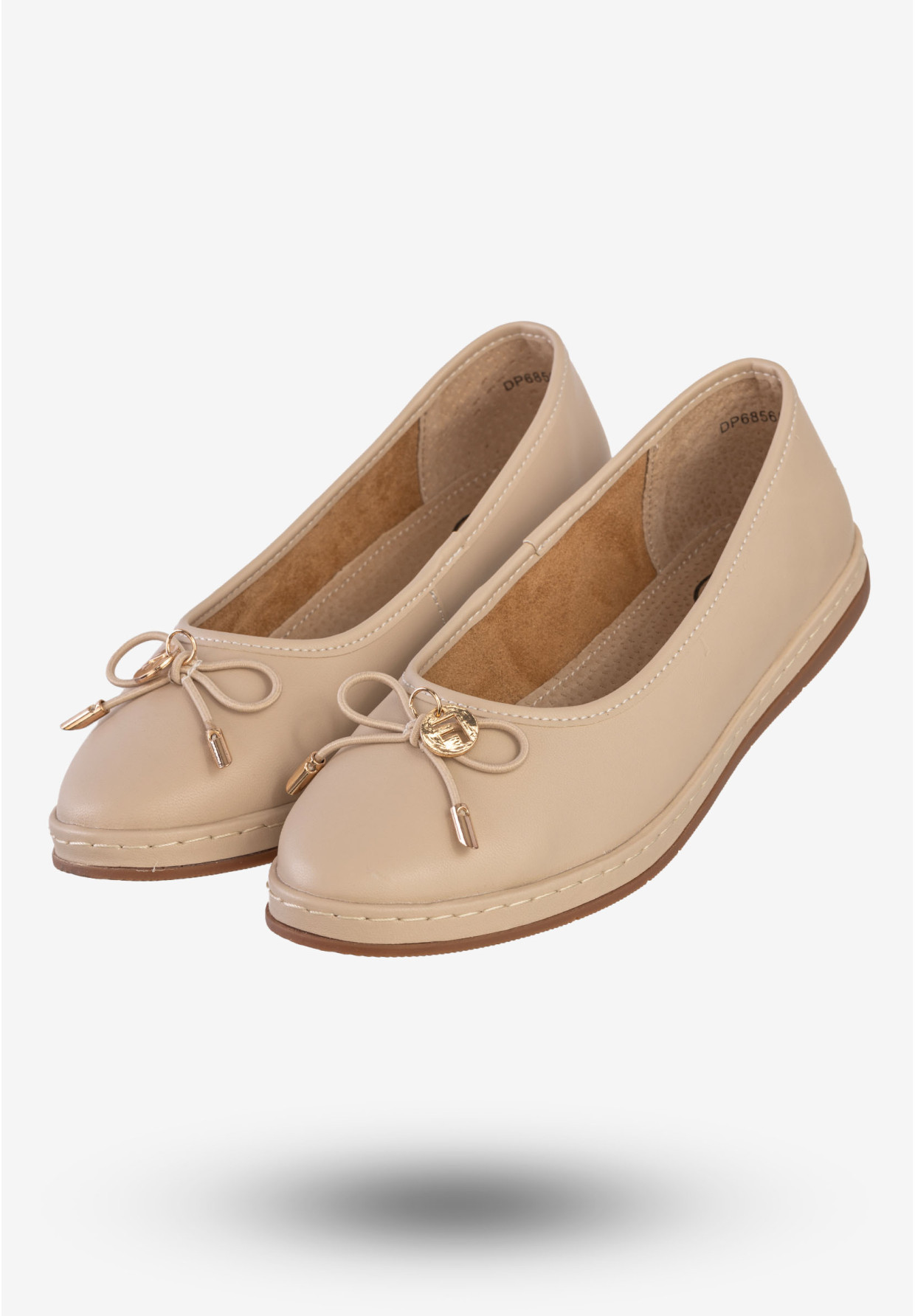 Baleriny Damskie Skórzane Buty Eleganckie Filippo Beżowe DP6856/25BE