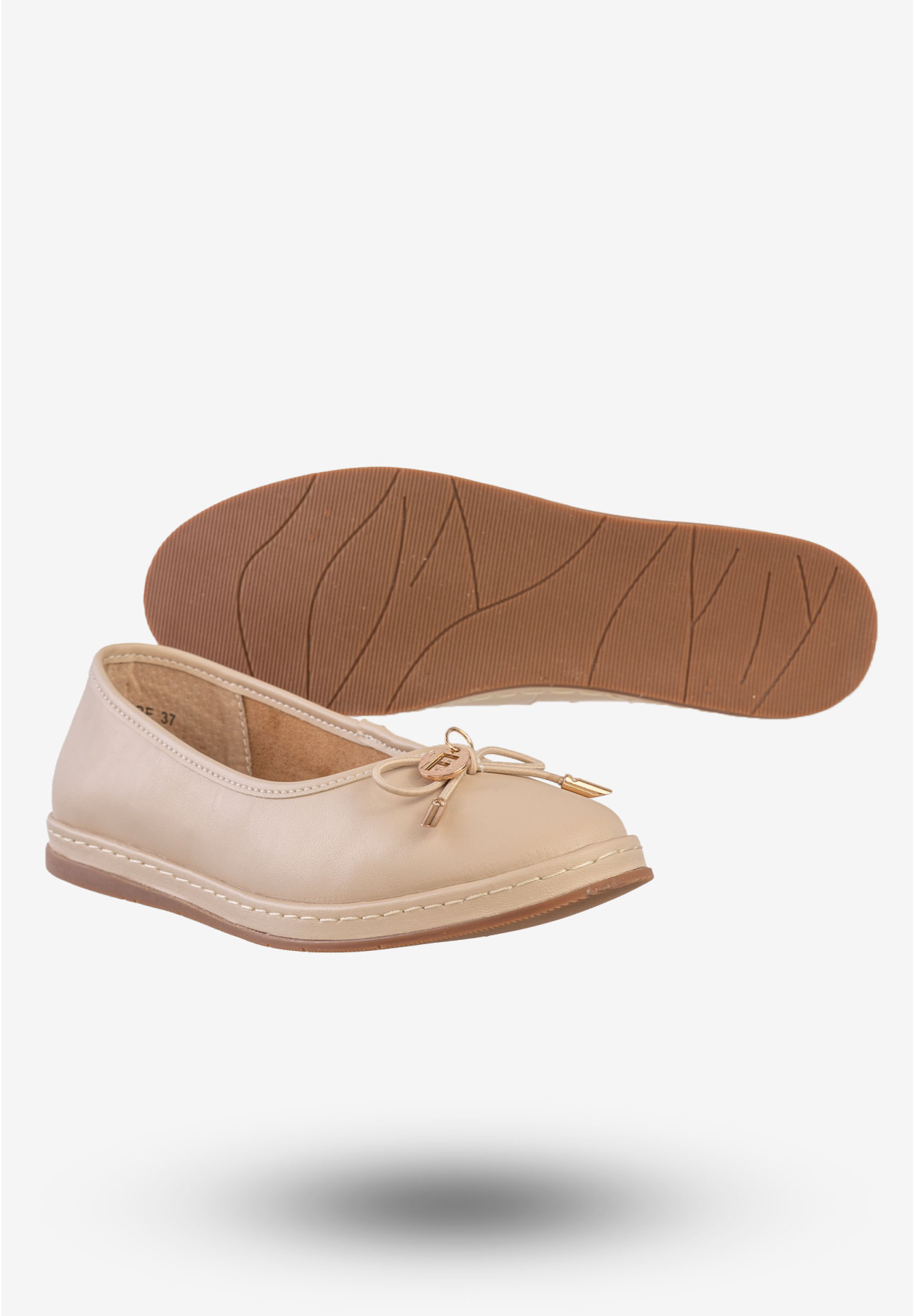 Baleriny Damskie Skórzane Buty Eleganckie Filippo Beżowe DP6856/25BE