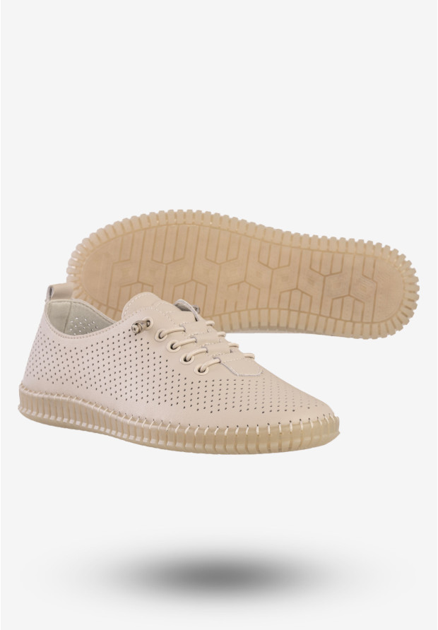Półbuty Damskie Skórzane Buty Eleganckie Filippo Beżowe DP6140/26BE