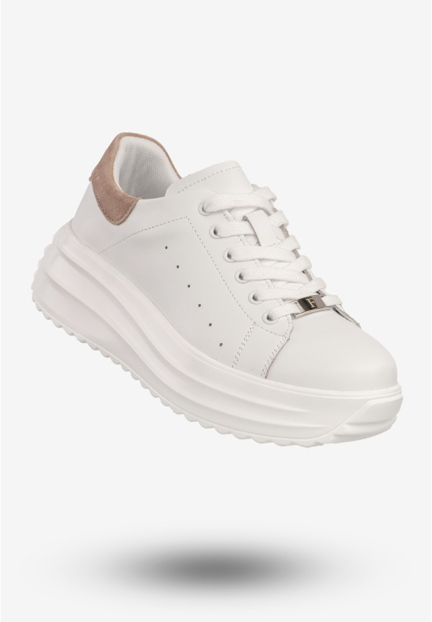 Białe sneakersy skórzane Filippo na grubej podeszwie