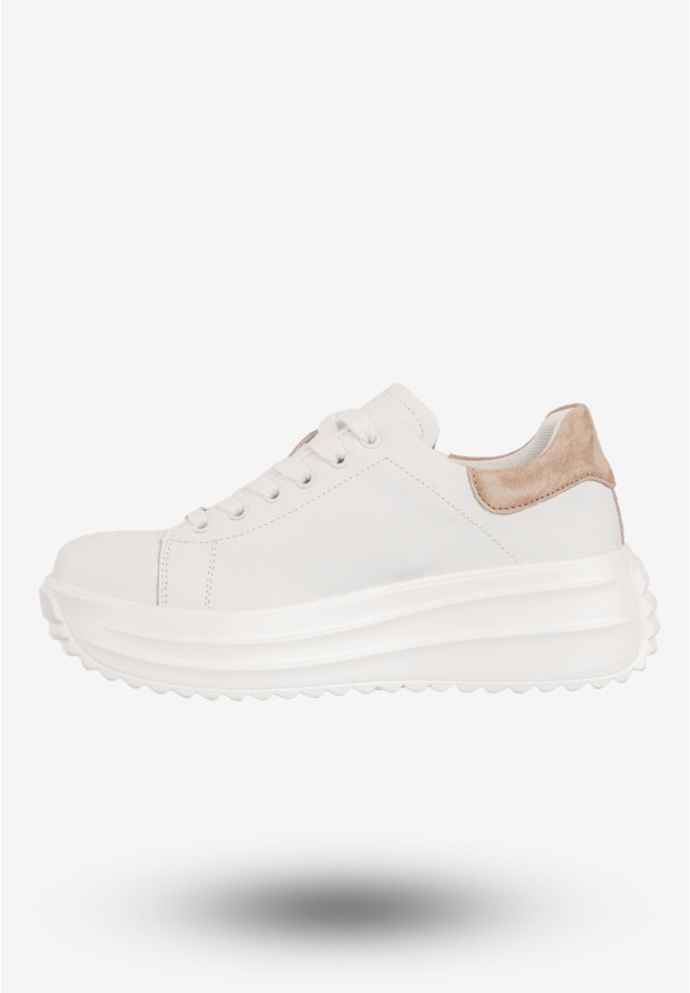 Seankersy Damskie Skórzane Buty Sportowe Na Platformie Filippo Białe DP6739/25WH BE