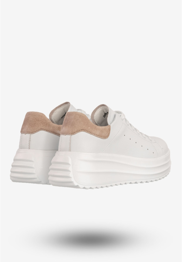 Seankersy Damskie Skórzane Buty Sportowe Na Platformie Filippo Białe DP6739/25WH BE