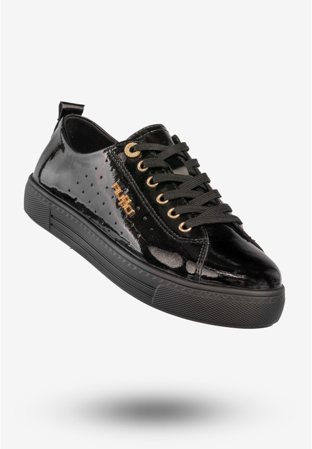 Sneakersy Damskie Skórzane Buty Eleganckie Filippo Czarne DP7052/25BK