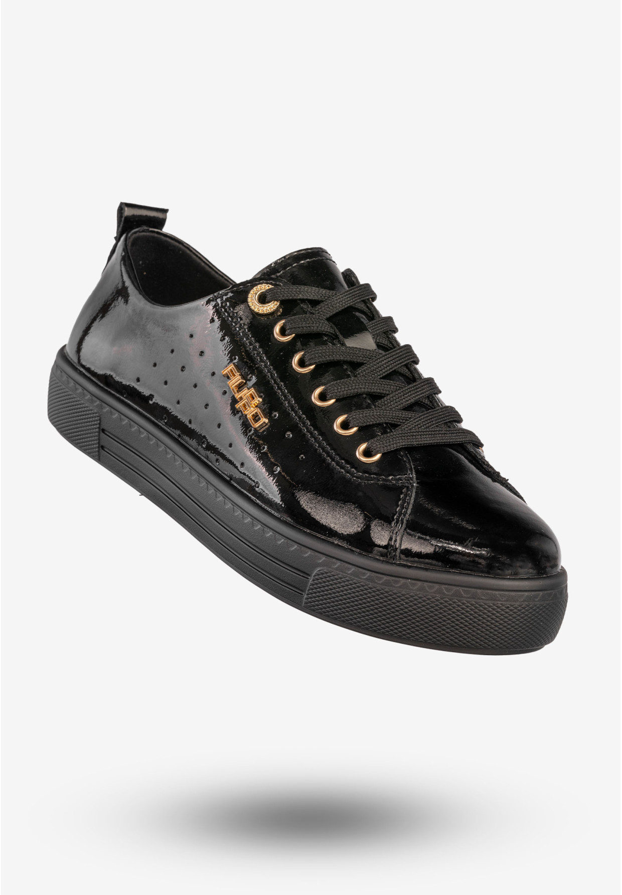 Sneakersy Damskie Skórzane Buty Eleganckie Filippo Czarne DP7052/25BK