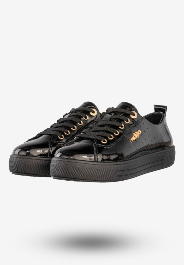 Sneakersy Damskie Skórzane Buty Eleganckie Filippo Czarne DP7052/25BK