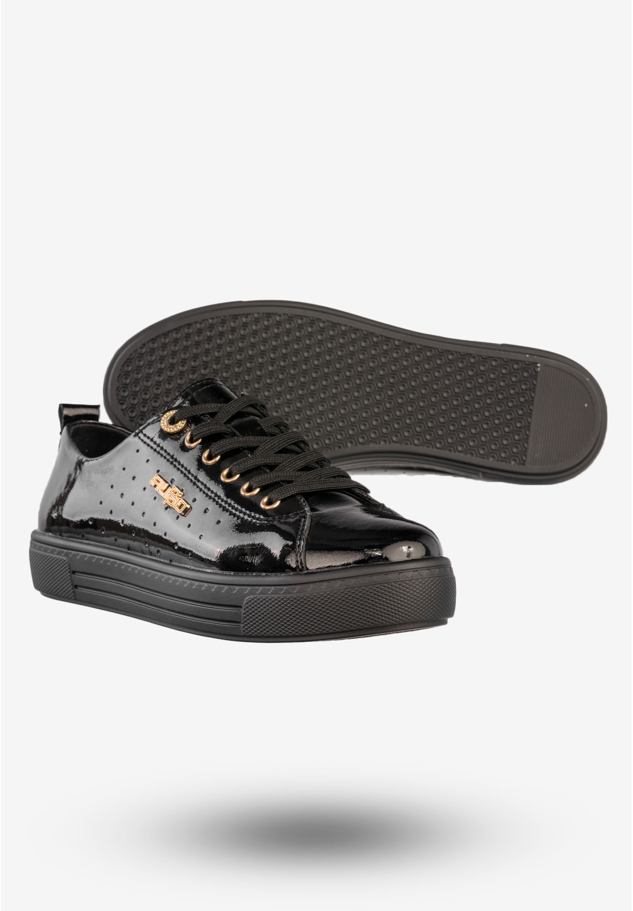 Sneakersy Damskie Skórzane Buty Eleganckie Filippo Czarne DP7052/25BK