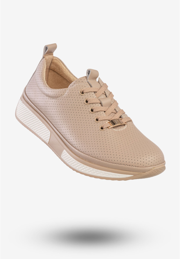 Sneakersy Damskie Skórzane Buty Sportowe Filippo Beżowe DP6740/25BE