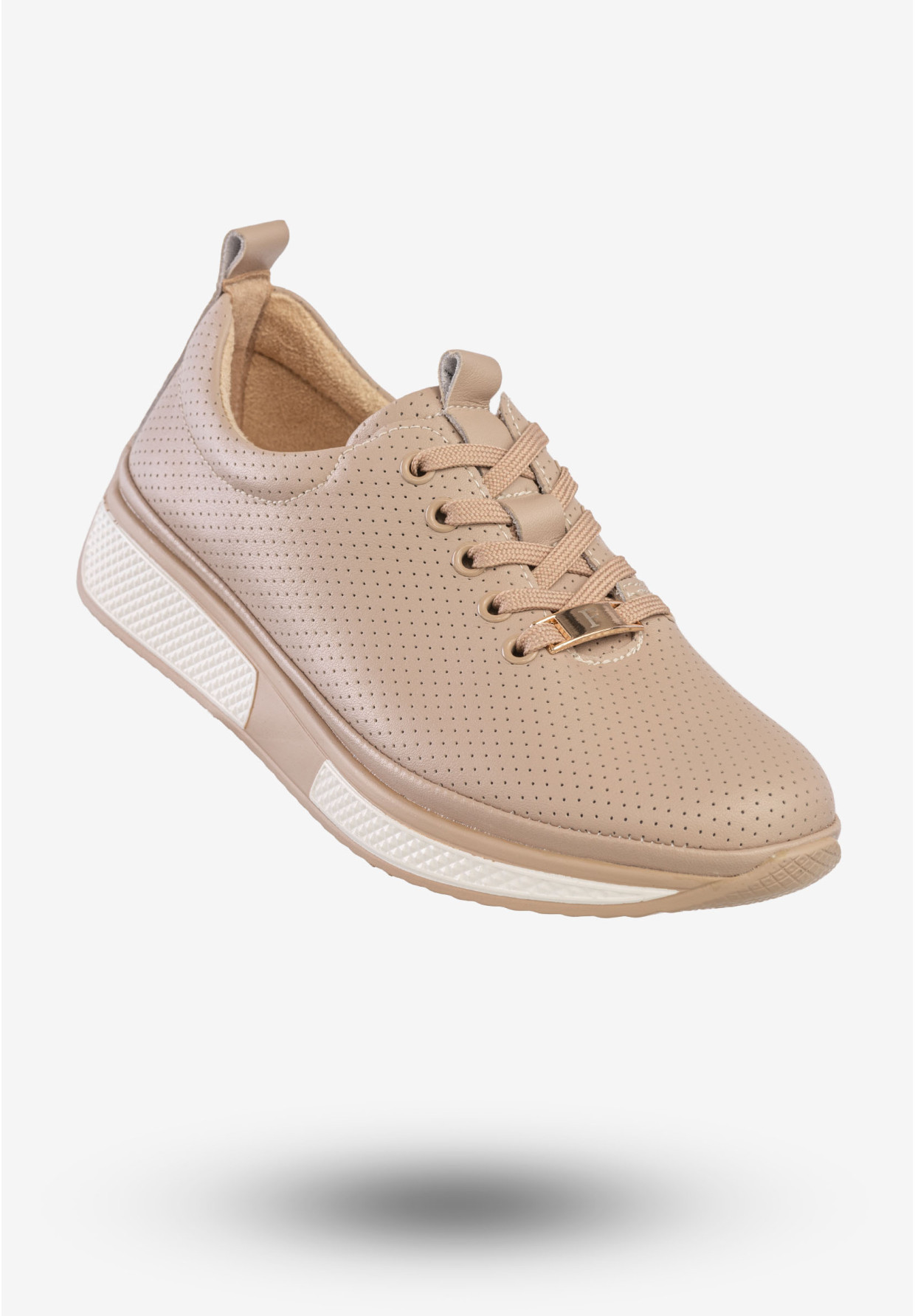 Sneakersy Damskie Skórzane Buty Sportowe Filippo Beżowe DP6740/25BE