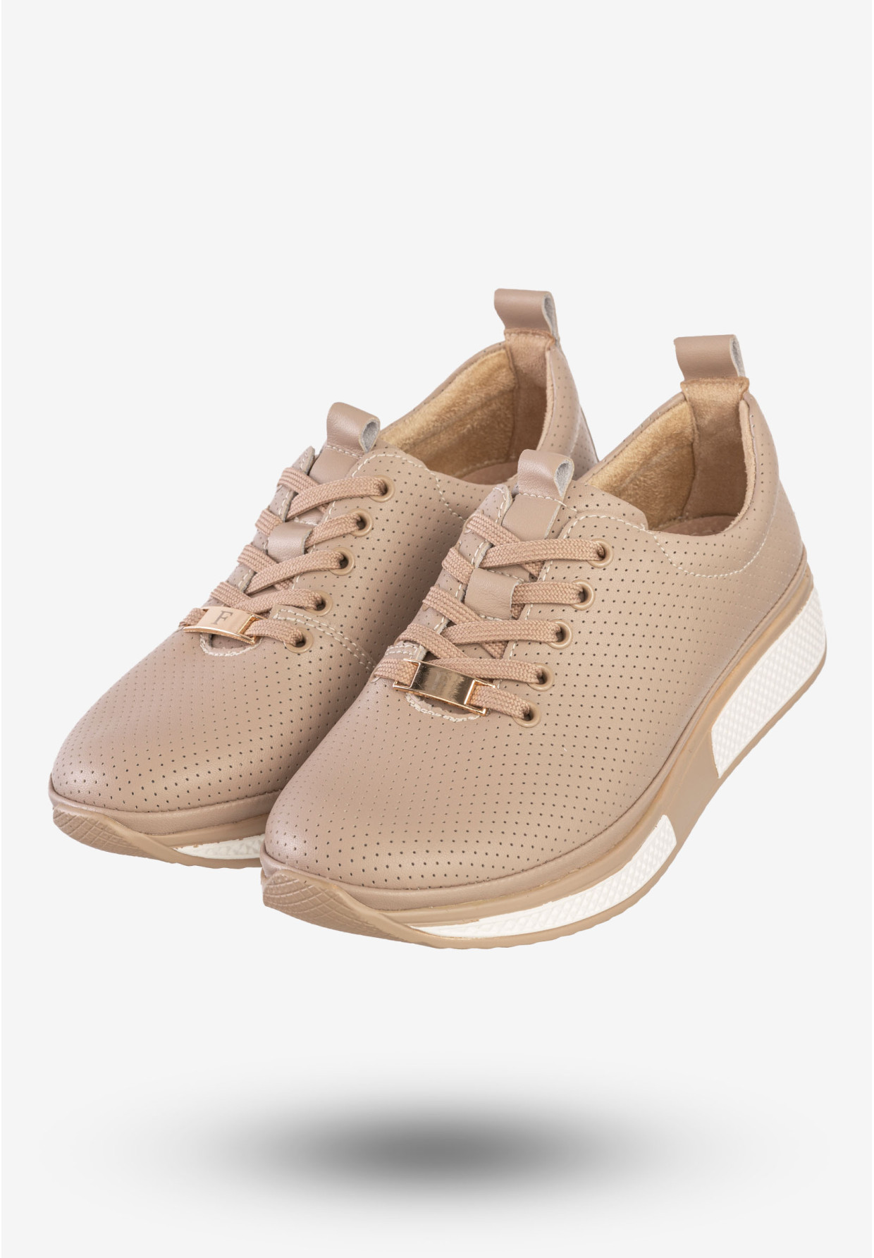 Sneakersy Damskie Skórzane Buty Sportowe Filippo Beżowe DP6740/25BE