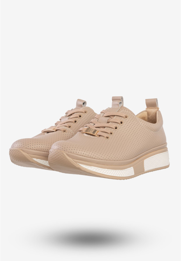 Sneakersy Damskie Skórzane Buty Sportowe Filippo Beżowe DP6740/25BE
