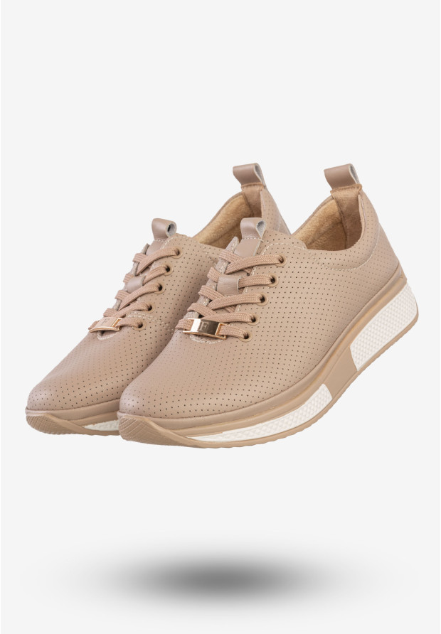 Sneakersy Damskie Skórzane Buty Sportowe Filippo Beżowe DP6740/25BE