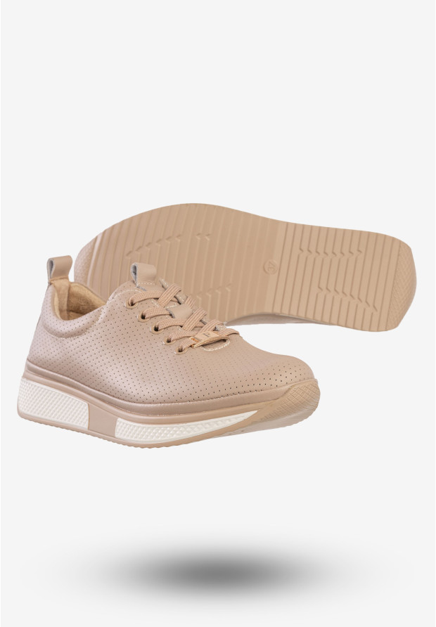 Sneakersy Damskie Skórzane Buty Sportowe Filippo Beżowe DP6740/25BE