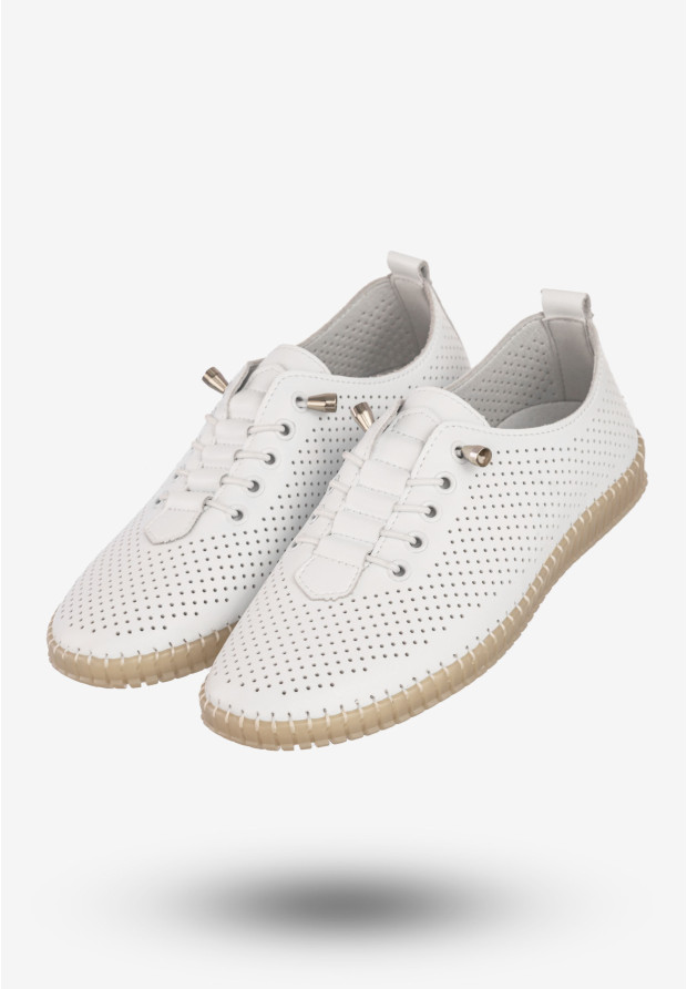Półbuty Damskie Skórzane Buty Eleganckie Filippo Białe DP6140/26WH