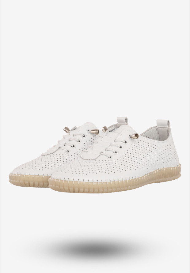 Półbuty Damskie Skórzane Buty Eleganckie Filippo Białe DP6140/26WH