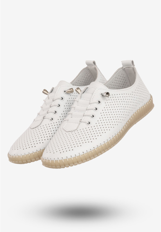 Półbuty Damskie Skórzane Buty Eleganckie Filippo Białe DP6140/26WH