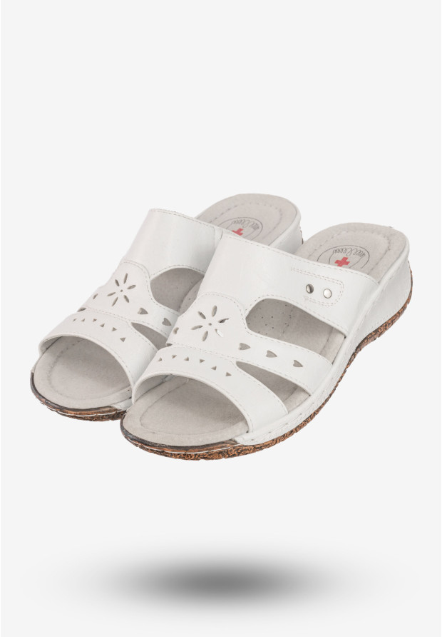 Klapki Damskie Ekoskóra Buty Wsuwane Wygodne Enplus Białe RS002
