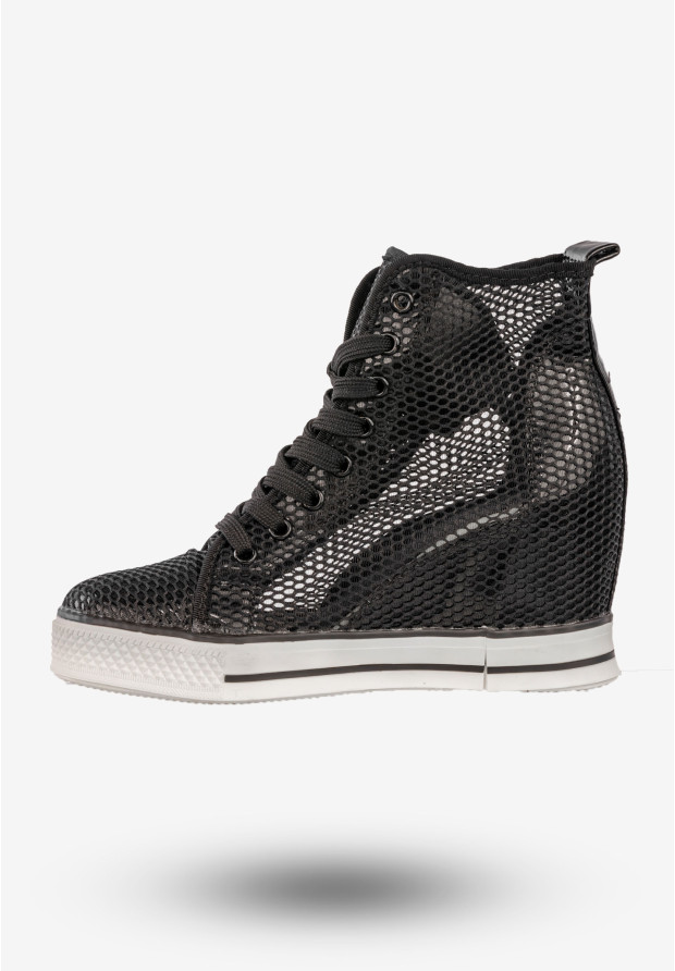 Trampki Damskie Sneakersy Buty Na Koturnie Apawwa Czarne Q975