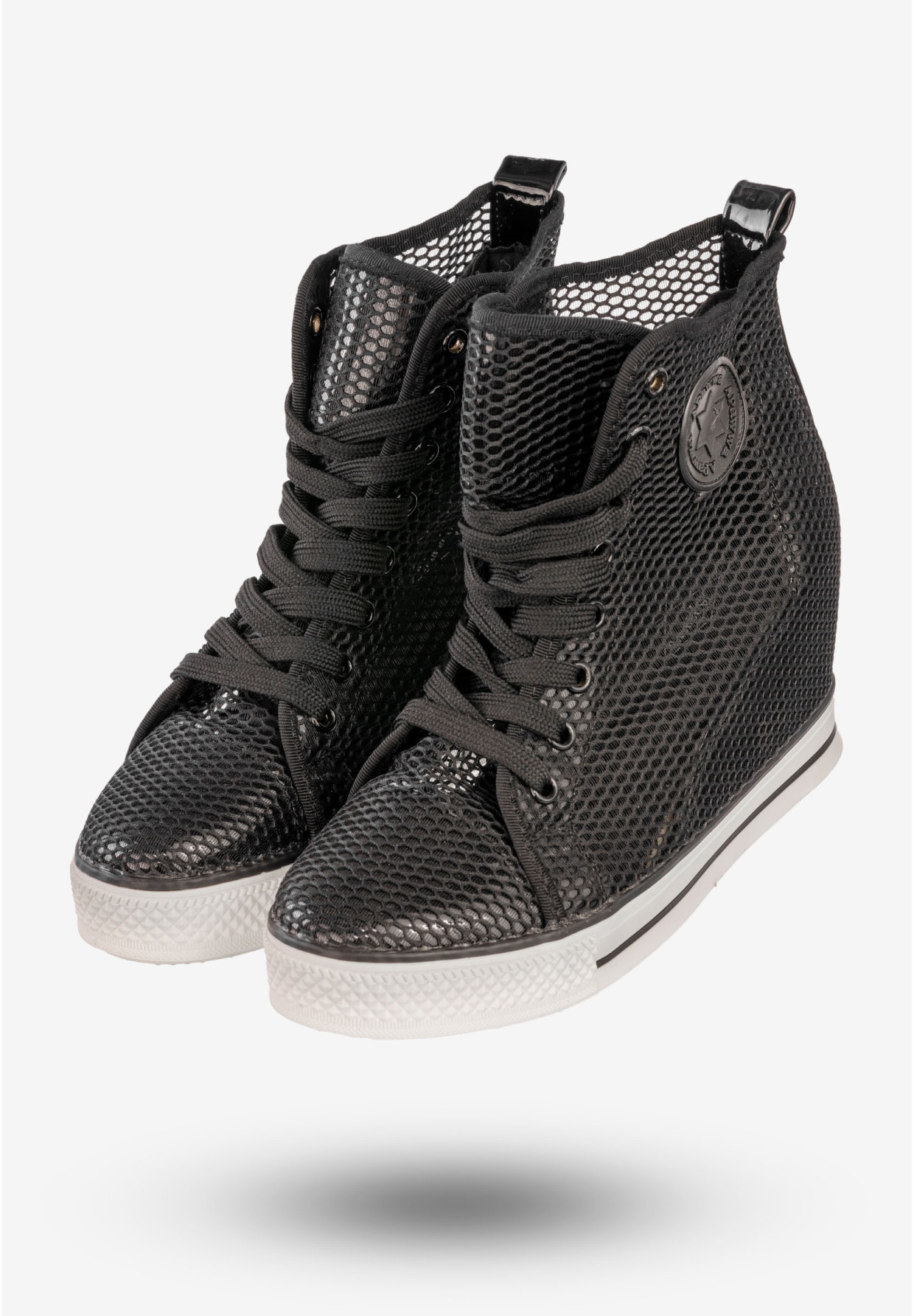 Trampki Damskie Sneakersy Buty Na Koturnie Apawwa Czarne Q975