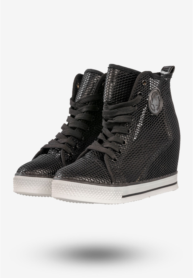 Trampki Damskie Sneakersy Buty Na Koturnie Apawwa Czarne Q975