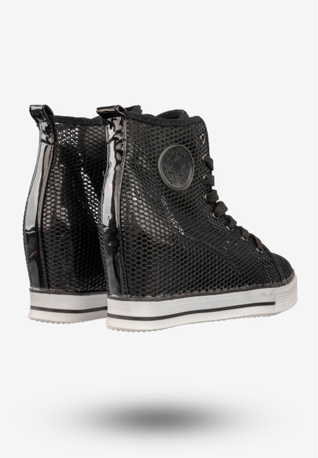 Trampki Damskie Sneakersy Buty Na Koturnie Apawwa Czarne Q975