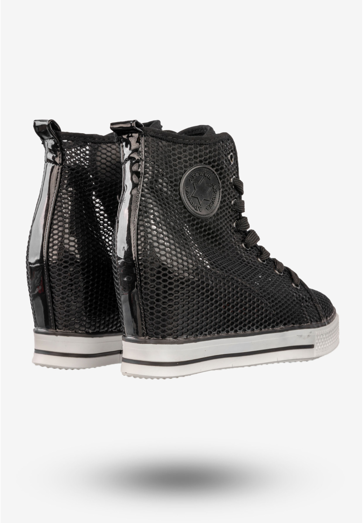 Trampki Damskie Sneakersy Buty Na Koturnie Apawwa Czarne Q975