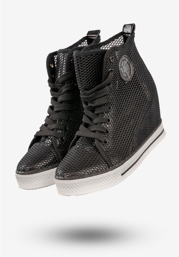 Trampki Damskie Sneakersy Buty Na Koturnie Apawwa Czarne Q975