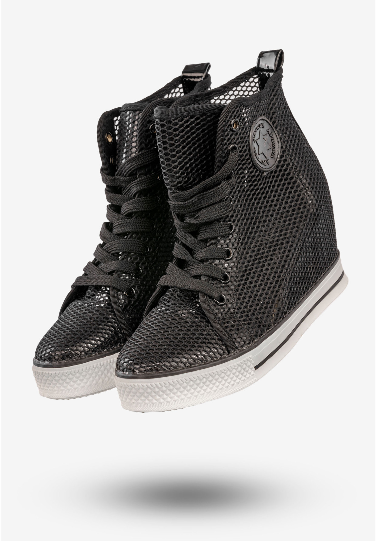 Trampki Damskie Sneakersy Buty Na Koturnie Apawwa Czarne Q975