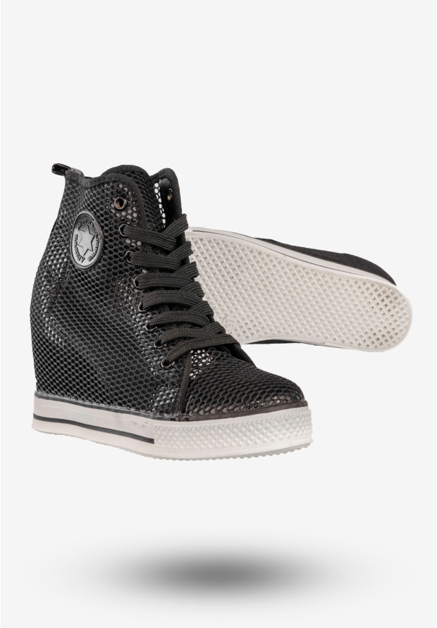 Trampki Damskie Sneakersy Buty Na Koturnie Apawwa Czarne Q975