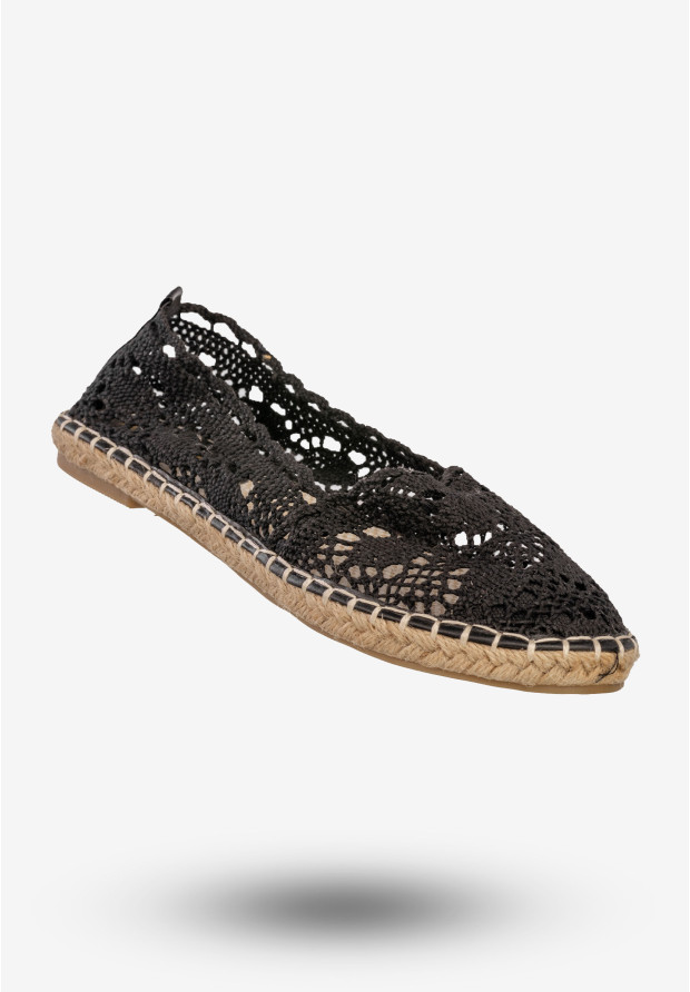 Espadryle Damskie Ażurowe Buty Wsuwane Na Wiosnę Lato Czarne