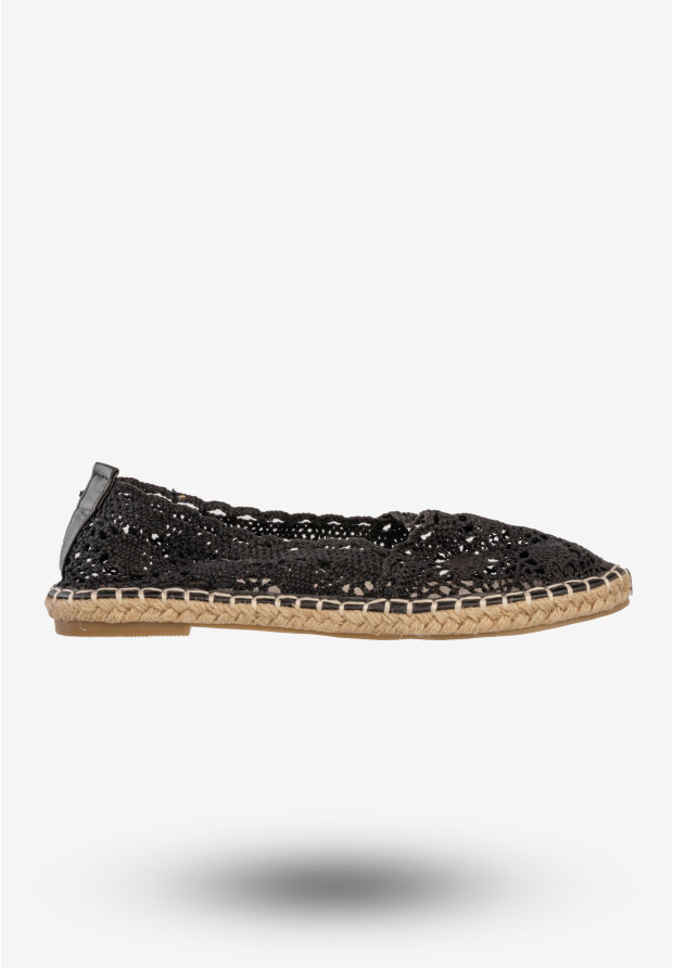 Espadryle Damskie Ażurowe Buty Wsuwane Na Wiosnę Lato Czarne