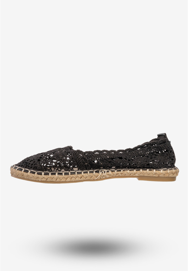 Espadryle Damskie Ażurowe Buty Wsuwane Na Wiosnę Lato Czarne