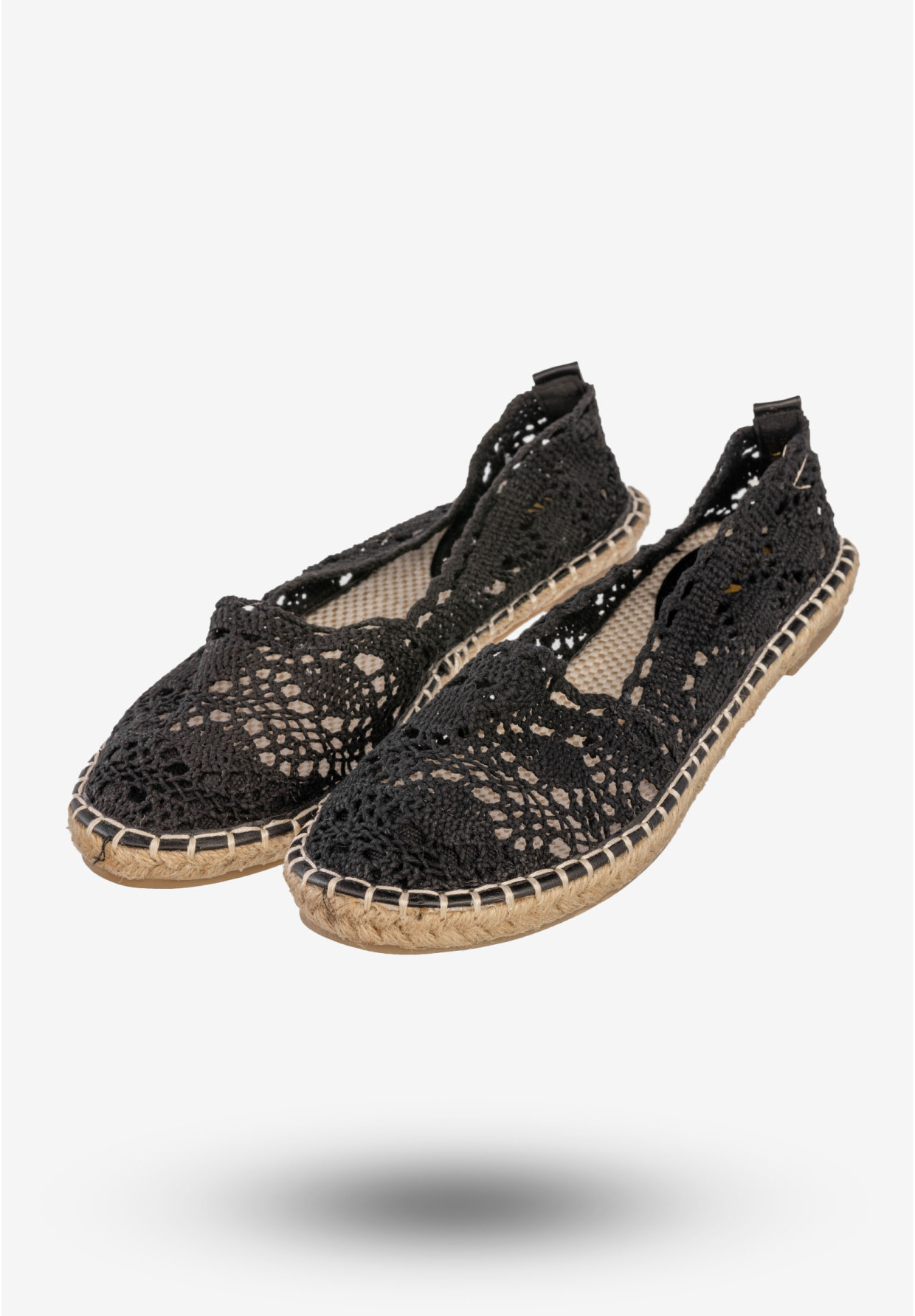 Espadryle Damskie Ażurowe Buty Wsuwane Na Wiosnę Lato Czarne