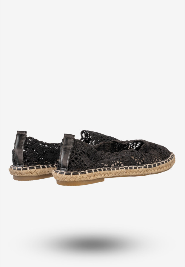 Espadryle Damskie Ażurowe Buty Wsuwane Na Wiosnę Lato Czarne