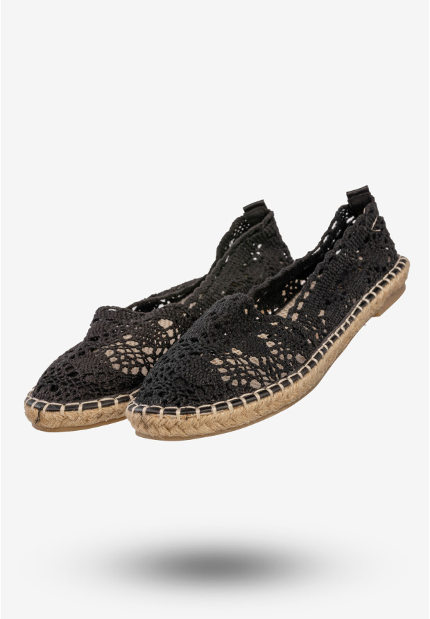 Espadryle Damskie Ażurowe Buty Wsuwane Na Wiosnę Lato Czarne