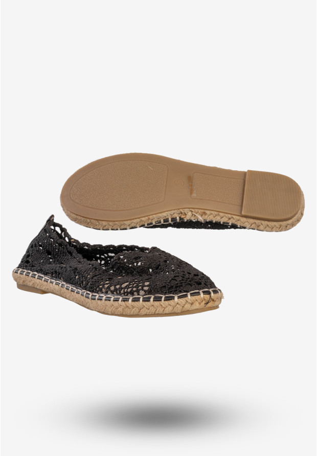 Espadryle Damskie Ażurowe Buty Wsuwane Na Wiosnę Lato Czarne