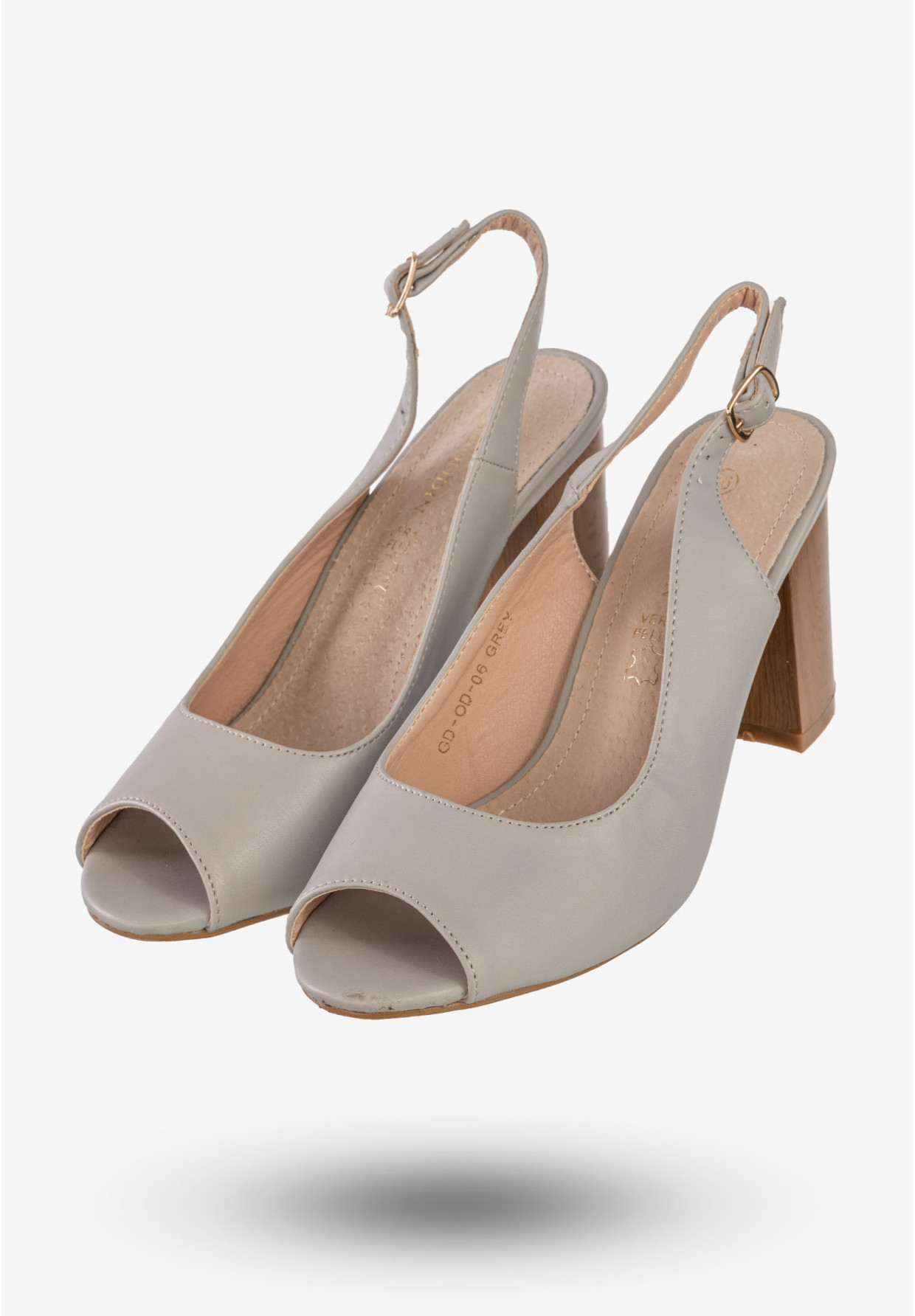 Czółenka Damskie Ekoskóra Buty Na Słupku Goodin Szare GD-OD-06