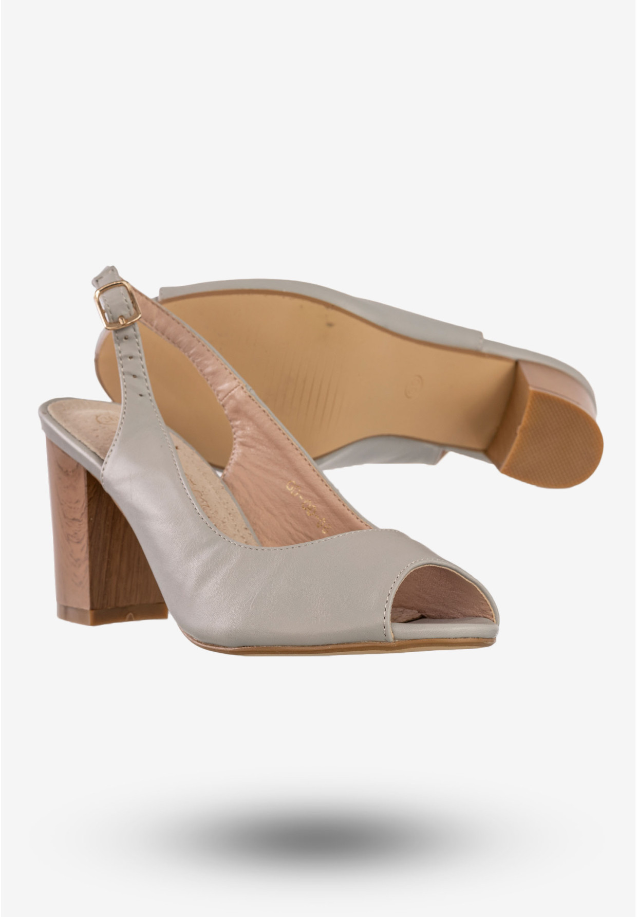 Czółenka Damskie Ekoskóra Buty Na Słupku Goodin Szare GD-OD-06