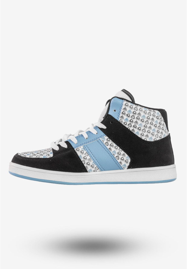 Sneakersy Damskie Ekoskóra Buty Sportowe Wysokie HKR Czarne 7F-L11029A