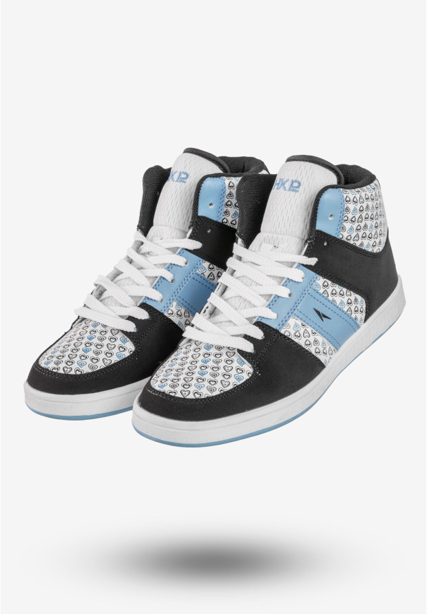 Sneakersy Damskie Ekoskóra Buty Sportowe Wysokie HKR Czarne 7F-L11029A
