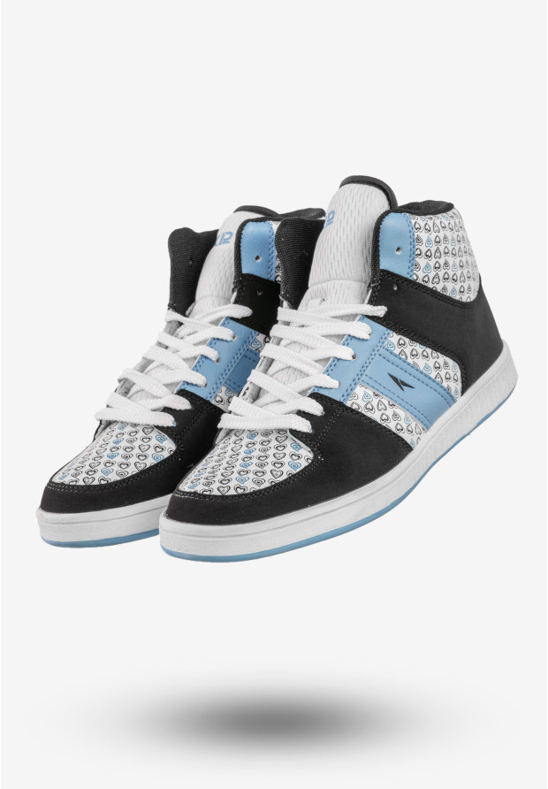 Sneakersy Damskie Ekoskóra Buty Sportowe Wysokie HKR Czarne 7F-L11029A
