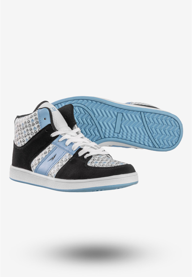 Sneakersy Damskie Ekoskóra Buty Sportowe Wysokie HKR Czarne 7F-L11029A
