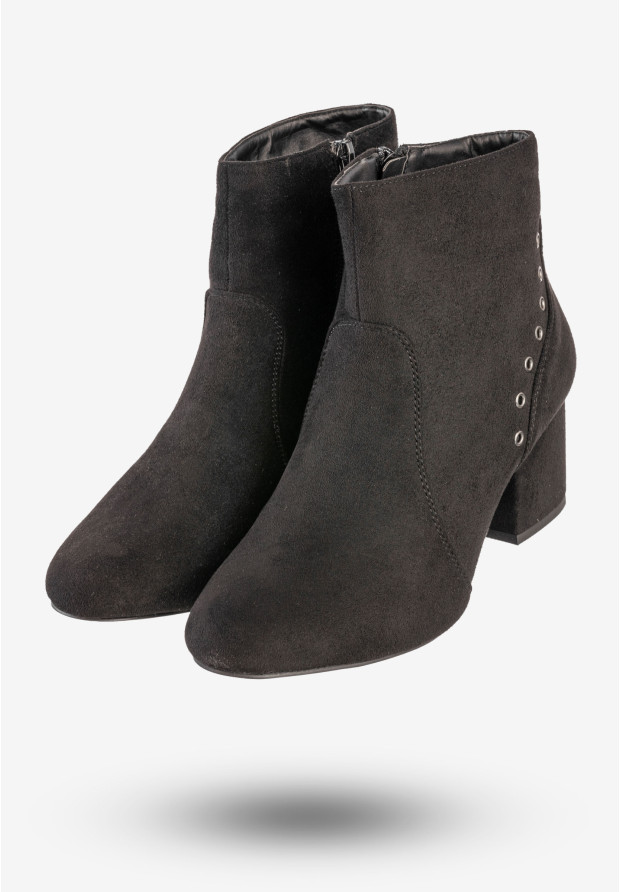 Botki Damskie Zimowe Buty Na Klocku Goodin Czarne GD-BM-79