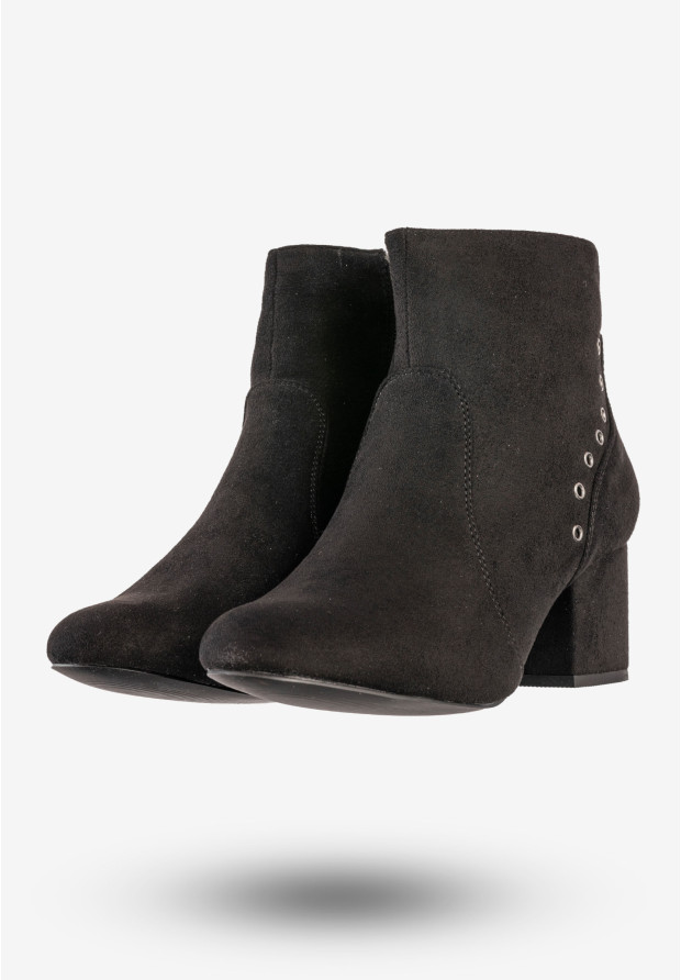 Botki Damskie Zimowe Buty Na Klocku Goodin Czarne GD-BM-79