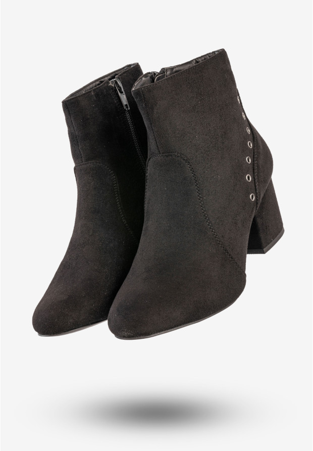 Botki Damskie Zimowe Buty Na Klocku Goodin Czarne GD-BM-79