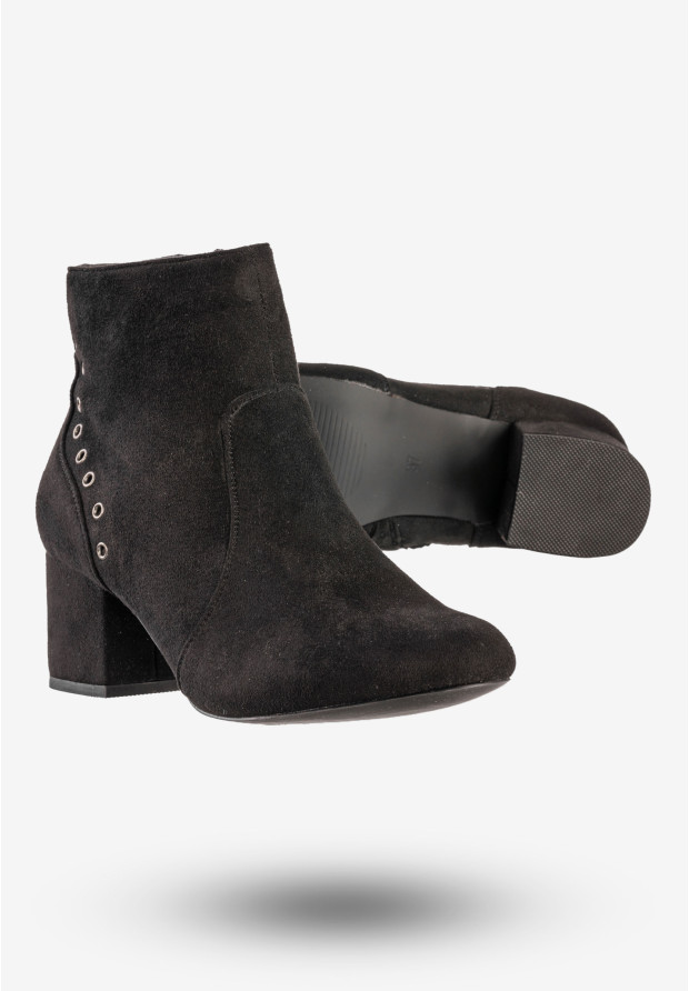 Botki Damskie Zimowe Buty Na Klocku Goodin Czarne GD-BM-79