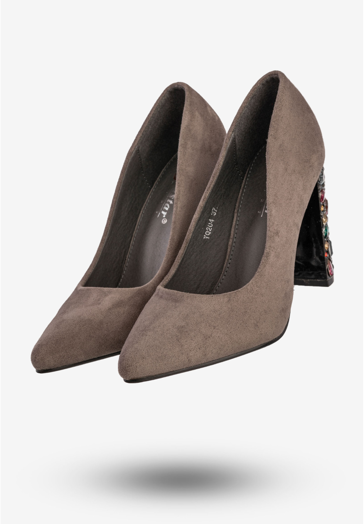 Czółenka Damskie Buty Na Obcasie Eleganckie Seastar Szare YQ204