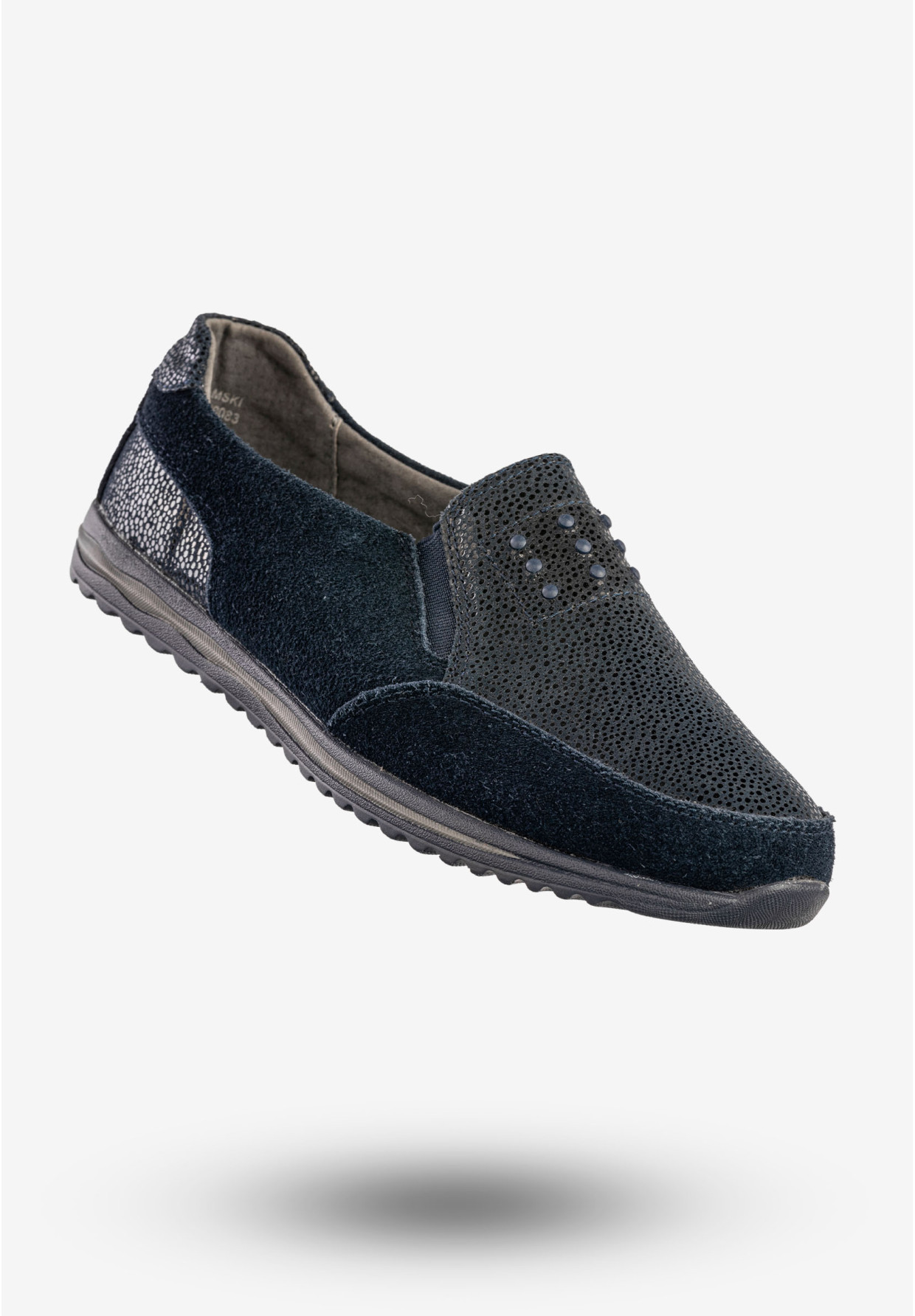 Półbuty Damskie Buty Skórzane Sneakersy Granatowe DK FJL160083