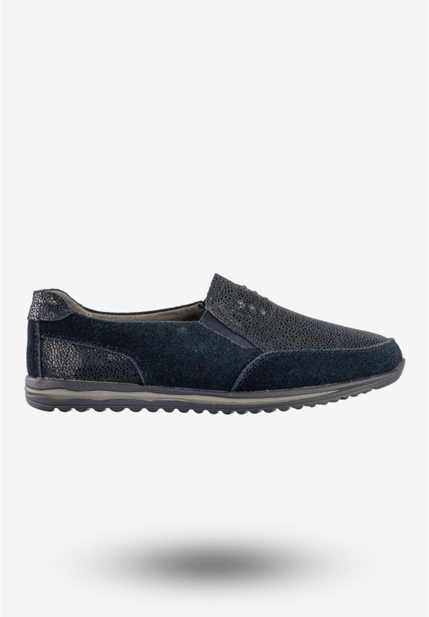Półbuty Damskie Buty Skórzane Sneakersy Granatowe DK FJL160083